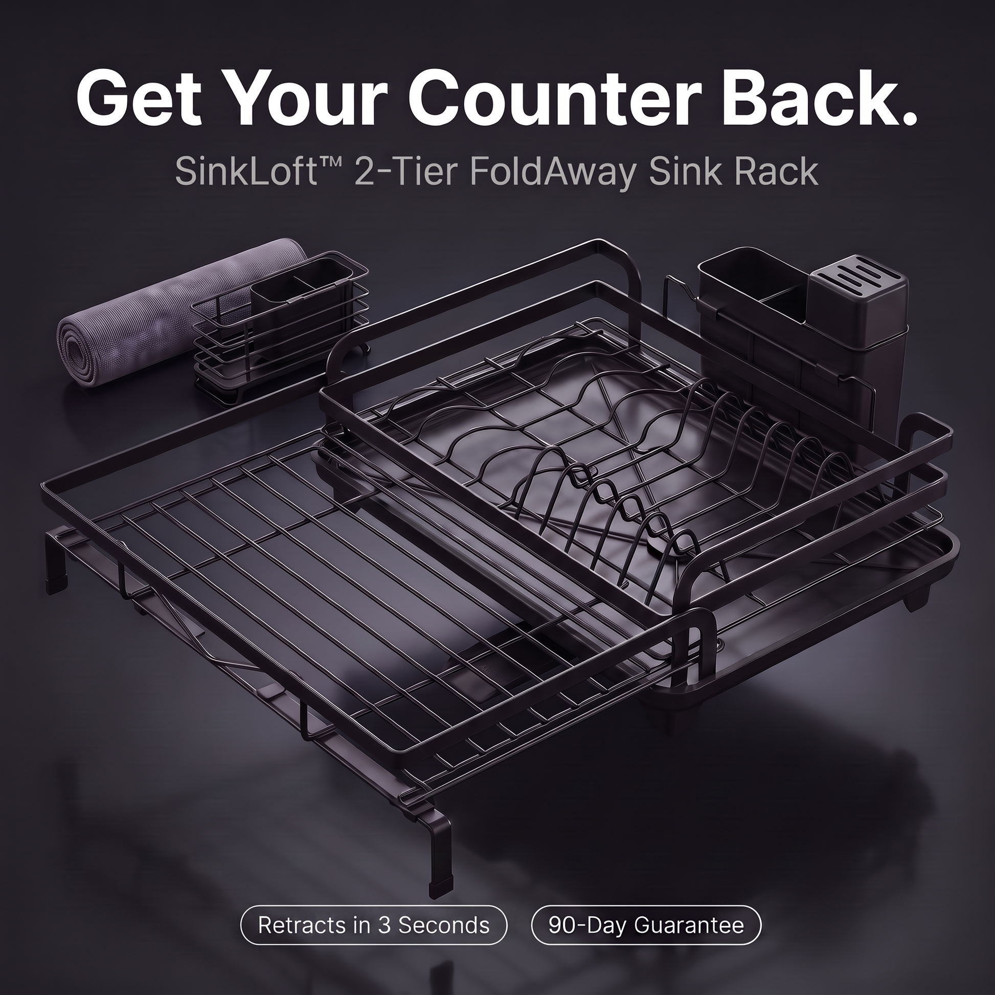 SinkLoft FoldAway Rack dark hero