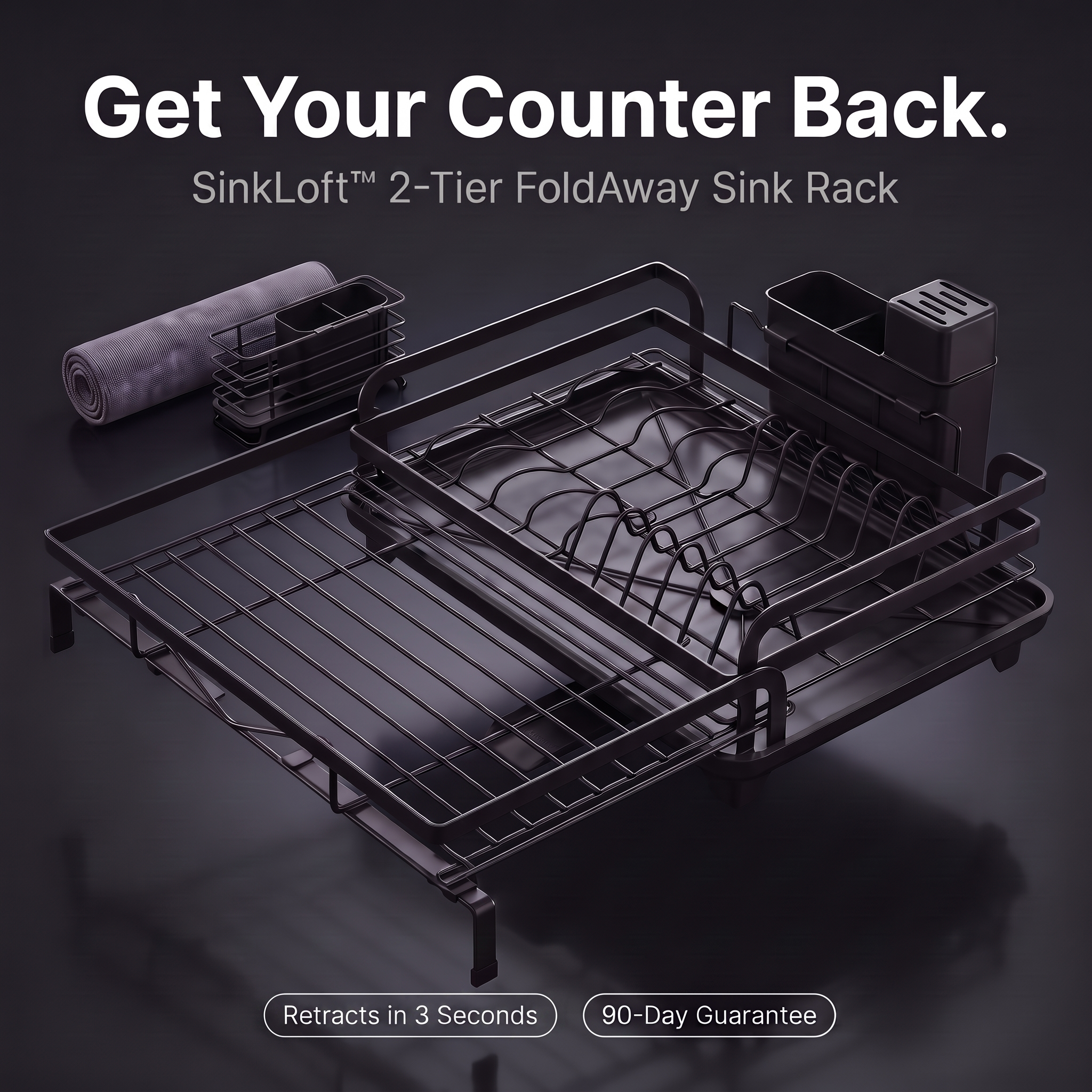SinkLoft FoldAway Rack dark hero