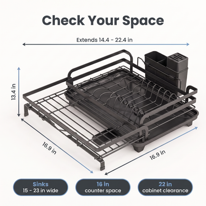 Check your space — dimensions: extends 14.4 to 22.4 inches