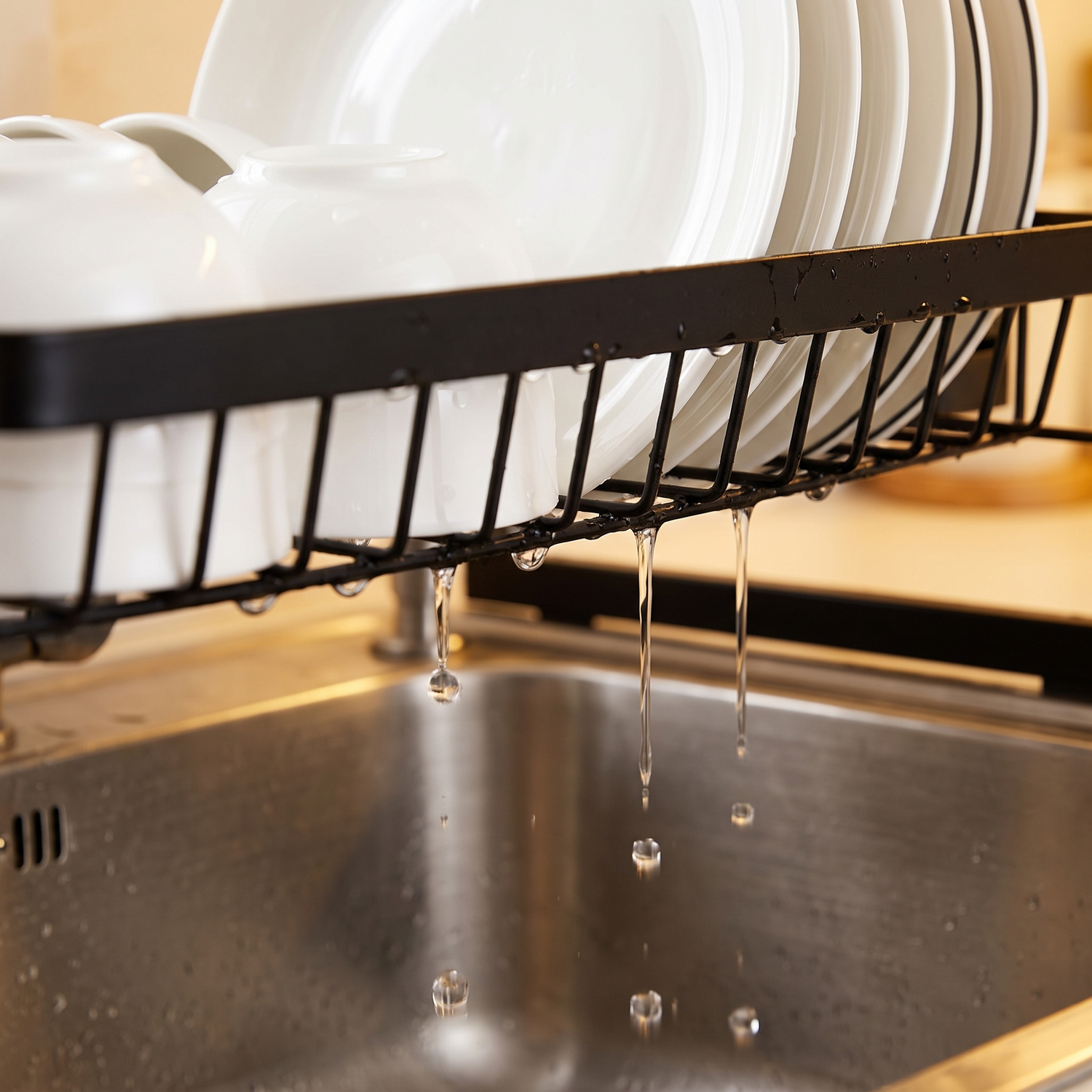 Water drips into the sink